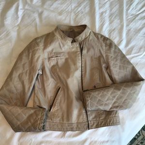 Free People Cream Vegan Leather Jacket